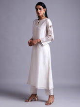 Off white silk chanderi kurta with embroidery
