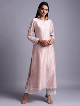 Old rose silk chanderi kurta with embroidery