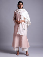 Old rose silk chanderi kurta with embroidery