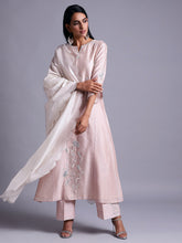 Old rose silk chanderi kurta with embroidery