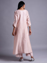 Old rose silk chanderi kurta with embroidery