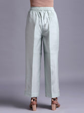 Pastel green silk chanderi pant with embroidery