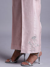 Old rose silk chanderi pant with embroidery