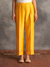 Yellow Silk chanderi Palazzo with hand embroidery