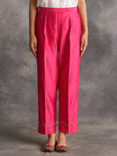 Fuchsia Silk chanderi Palazzo with hand embroidery