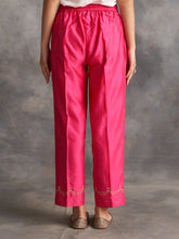 Fuchsia Silk chanderi Palazzo with hand embroidery