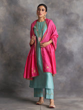Blue Silk chanderi Palazzo with hand embroidery
