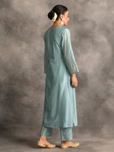 Blue Silk chanderi kurta with hand embroidery
