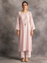 Pastel Pink Silk chanderi kurta with hand embroidery