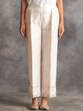 Off white silk chanderi palazzo with hand embroidery