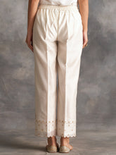 Off white silk chanderi palazzo with hand embroidery