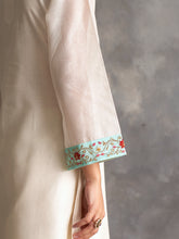 Off white Silk chanderi kurta with hand embroidery