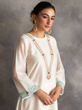 Off white Silk chanderi kurta with hand embroidery