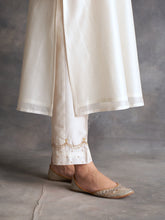 Off white silk chanderi palazzo with hand embroidery
