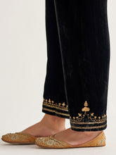 Black velvet palazzo with embroidery