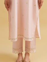 Pastel Pink silk chanderi embroidered kurta