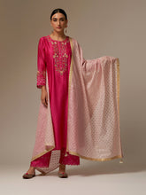 Pastel Pink chanderi dupatta with tassels