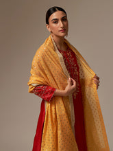 Orange chanderi dupatta with tassels