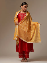 Orange chanderi dupatta with tassels