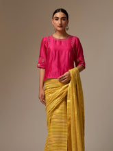 Fuchsia Silk Chanderi blouse with hand embroidery