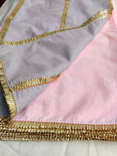 Pink and Grey cotton dupatta with gota detailing