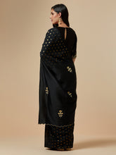 Black cotton saree with hand embroidery