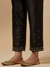 Black silk chanderi palazzo with hand embroidery