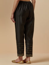Black silk chanderi palazzo with hand embroidery