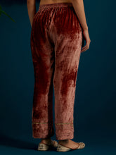 Dull Pink velvet notched neck kurta and pant set