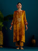 Mustard Orange Velvet notched neck kurta