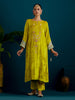 Lime Green velvet notched neck kurta  and pant set