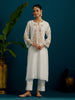 Off White paisley yoke kurta and pant set