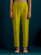 Lime Green notched neck long yoke kurta pant set