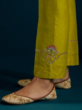 Lime Green paisley yoke kurta and pant set