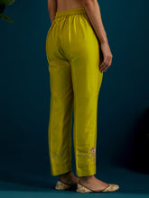 Lime Green round hem kurta with back motif and pant set