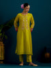 Lime Green paisley yoke kurta