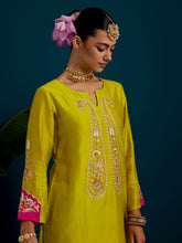 Lime Green paisley yoke kurta