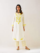 Off White Kurta with embroidered yoke