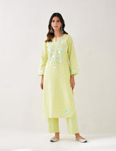 Yellow Kurta with embroidered yoke
