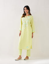 Yellow Kurta with embroidered yoke