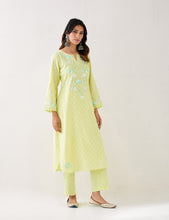 Yellow Kurta with embroidered yoke