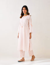 Light Pink  embroidered kurta with plackett