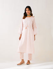 Light Pink  embroidered kurta with plackett