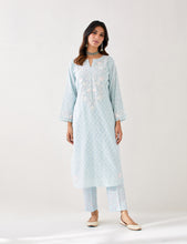 Light Blue Kurta with embroidered yoke