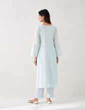 Light Blue  embroidered kurta with placket