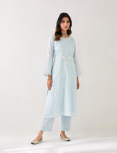 Light Blue  embroidered kurta with placket