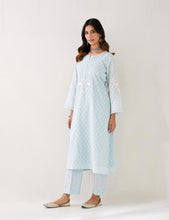 Light Blue  embroidered kurta with placket