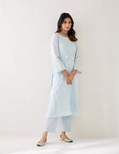 Light Blue  embroidered kurta with placket