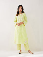 Yellow Kurta with embroidered yoke