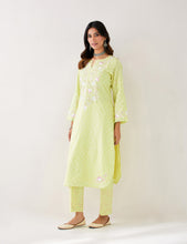 Yellow Kurta with embroidered yoke